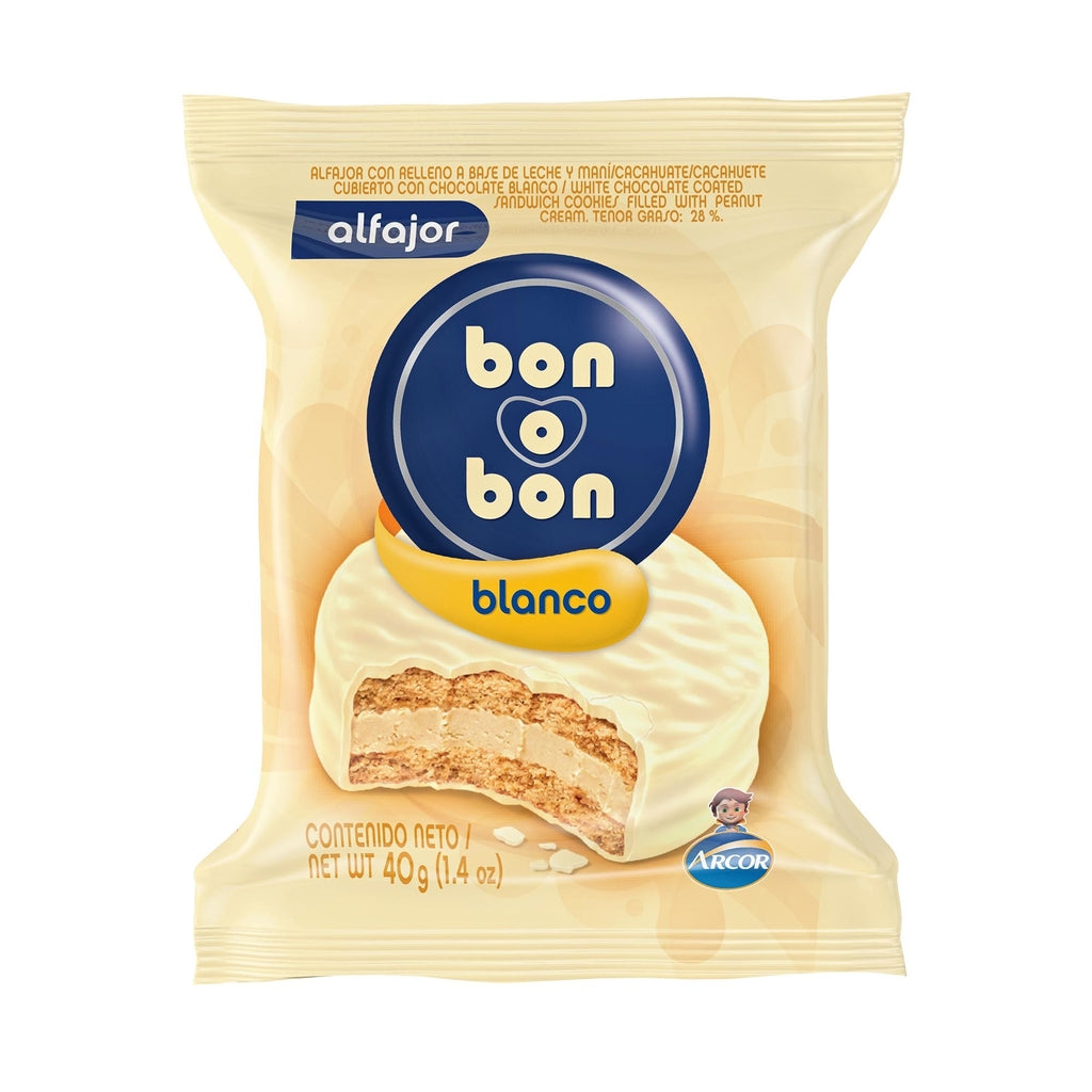 Bon o Bon Blanco Alfajor - Simple - x 6 Unidades