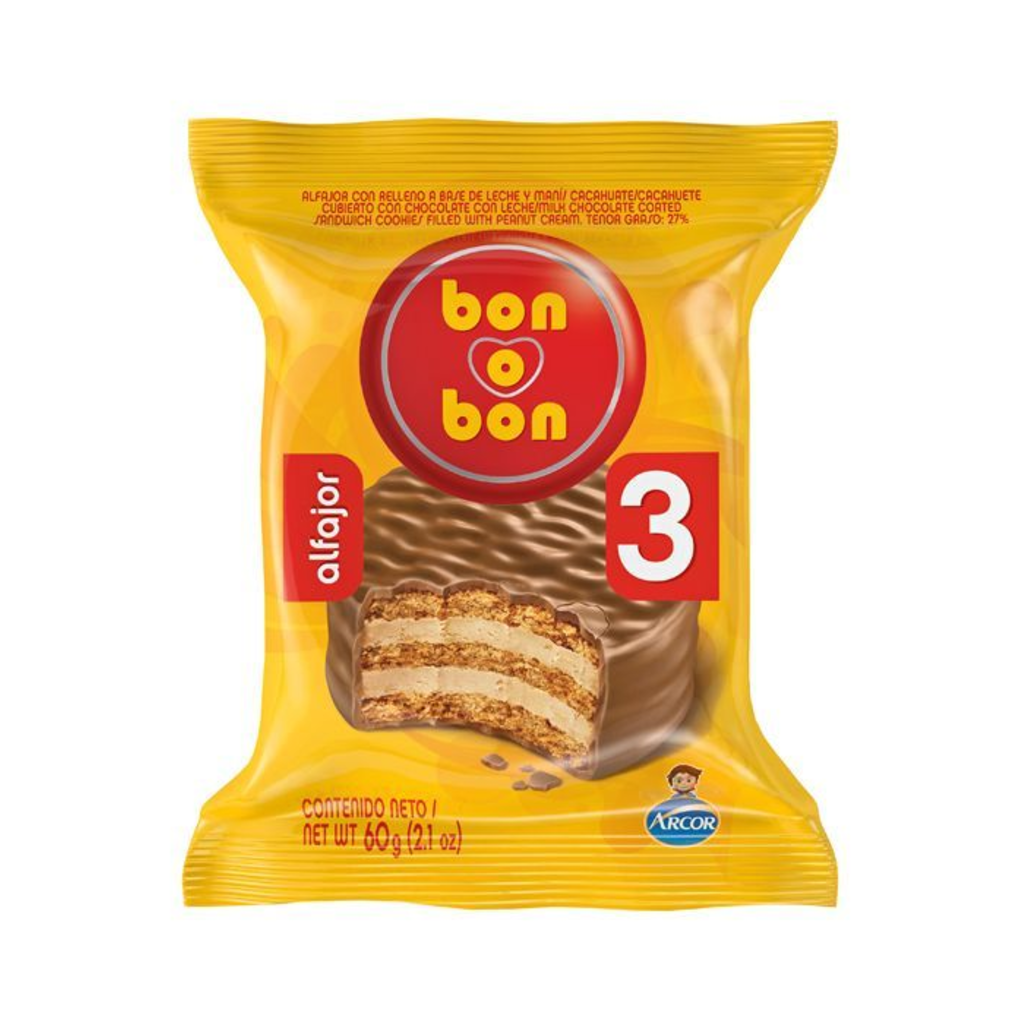 Bon o Bon Negro Alfajor - Triple - x 6 Unidades