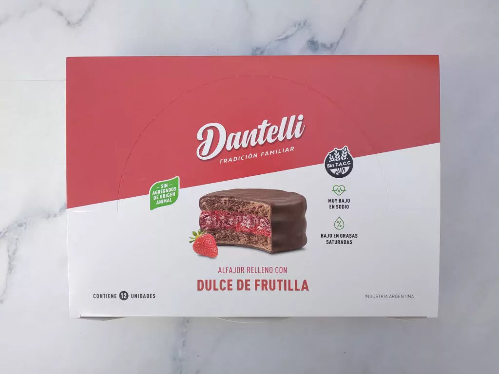 Dantelli Alfajor SIN TACC - Dulce de Frutilla - x 12 Unidades