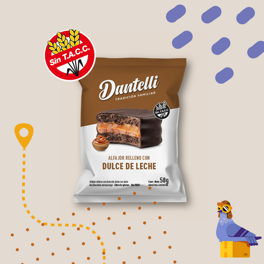 Dantelli Alfajor SIN TACC - Relleno de Dulce de Leche - x 12 Unidades