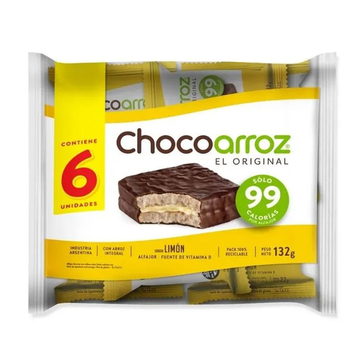 Chocoarroz - Alfajor de arroz integral sin gluten Limon x 30