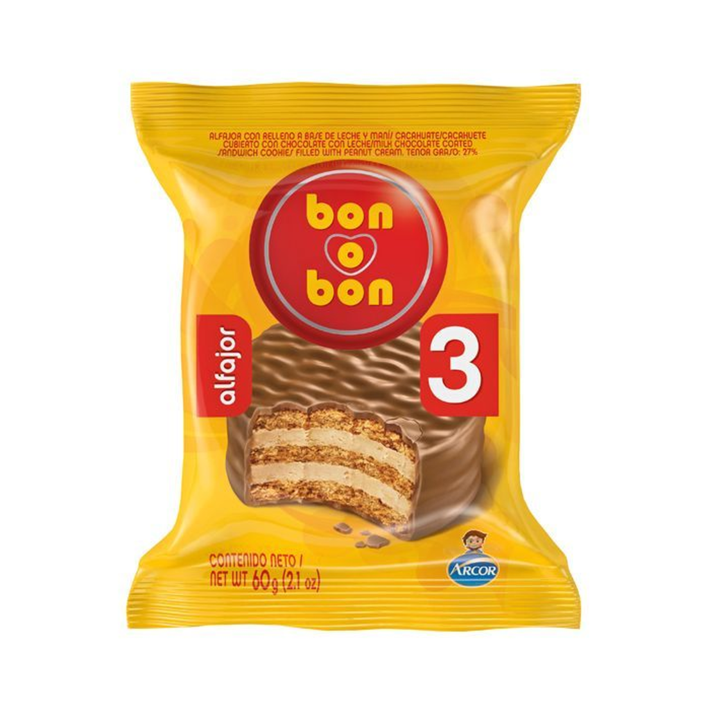 Bon o Bon Negro Alfajor - Triple  - x 6 Unidades